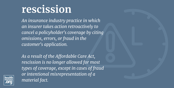 Infographic regarding rescission