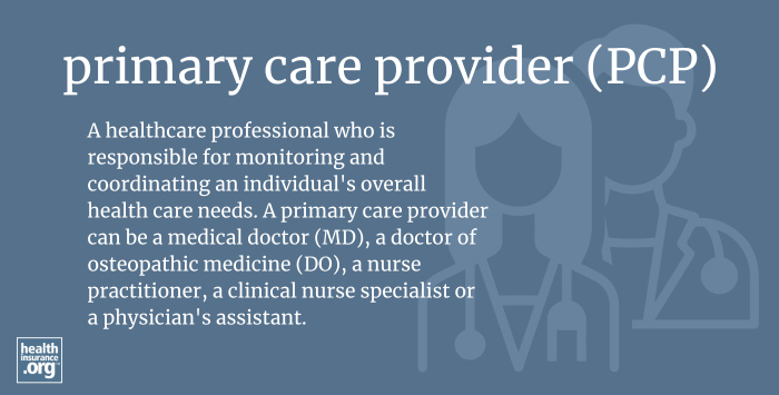 Infographic regarding primary care providers (PCP)