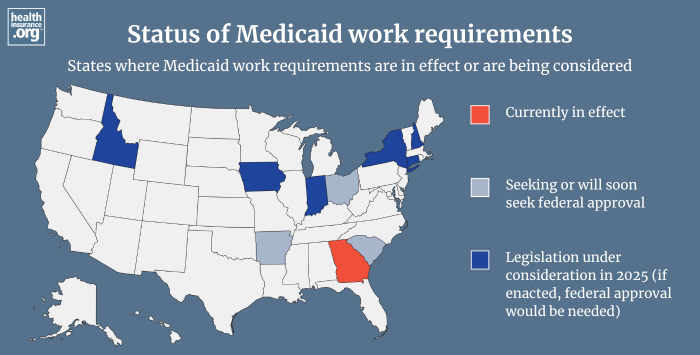 Medicaid work requirements infographic, which includes the header 